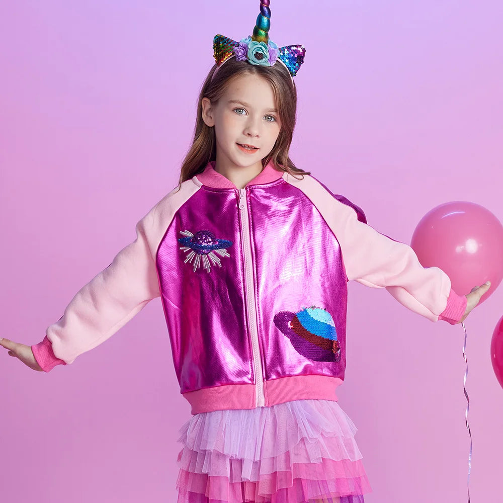 Girl Pink Sequin Zip Up Jacket (Age 3-12YRS)