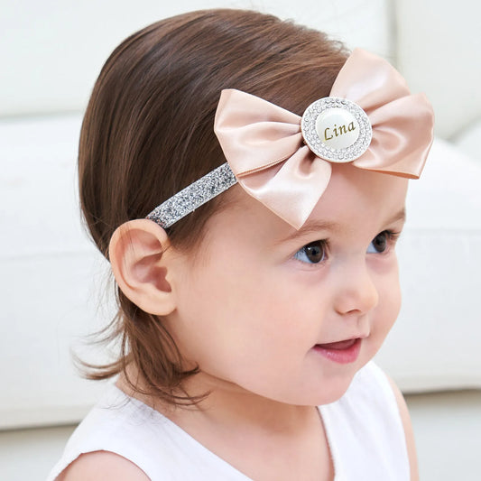 Baby Girls Personalised Rhinestone Headband (Age Newborn - 24M)