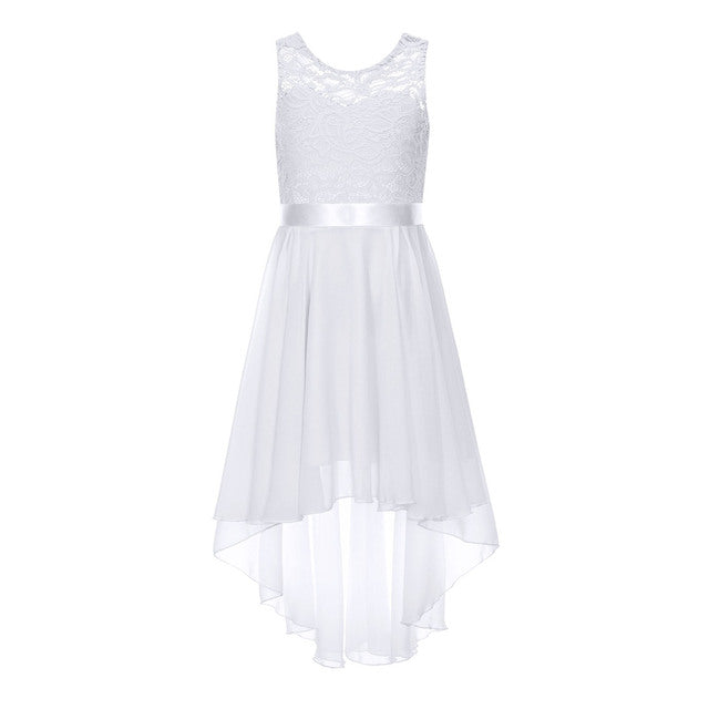 Girls Dipped Hem Floaty Dress (Age 6-16YRS) White