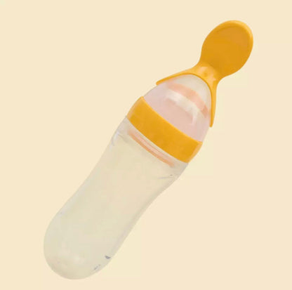 Baby Silicone Squeeze Spoon Feeding Bottle - 90ml Yellow