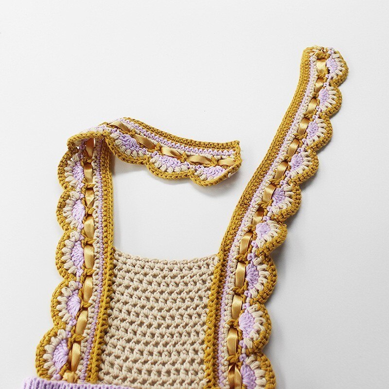 Baby Girls Gold & Purple Knitted Romper (Age 3m-18m)