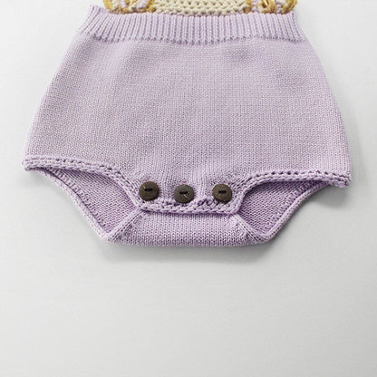 Baby Girls Gold & Purple Knitted Romper (Age 3m-18m)