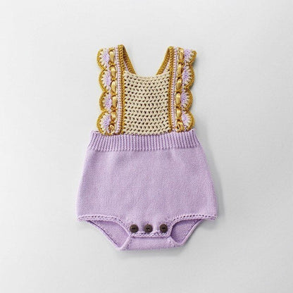 Baby Girls Gold & Purple Knitted Romper (Age 3m-18m) Purple