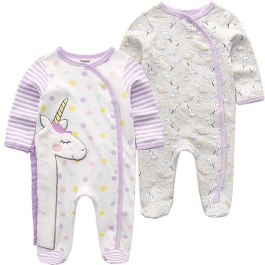 Baby Girls Unicorn - 2 Pack - Grow (Age Newborn - 12m) Purple