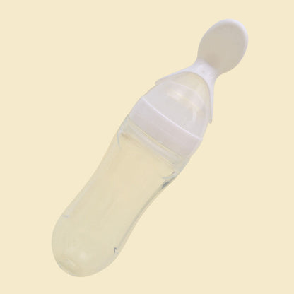 Baby Silicone Squeeze Spoon Feeding Bottle - 90ml White