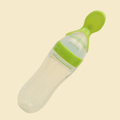 Baby Silicone Squeeze Spoon Feeding Bottle - 90ml Green