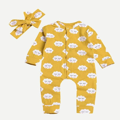 Baby Girl Yellow Cloud Print Grow (Age 6m-4yrs) Gold