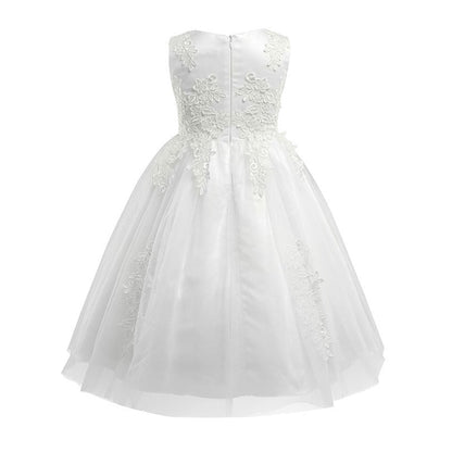 Girls White Lace Tulle Dress (Age 3-14yrs)