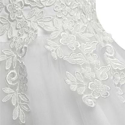 Girls White Lace Tulle Dress (Age 3-14yrs)