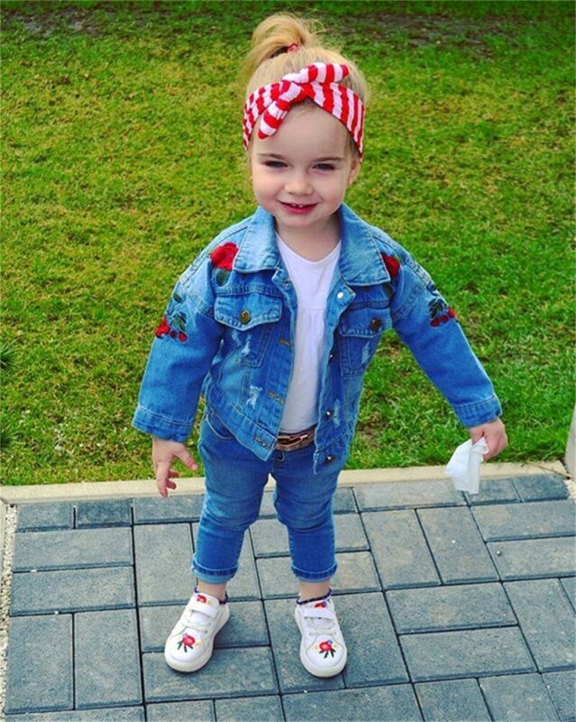 Girls Blue Embroidered Denim Jacket (Age 18M-5YRS)