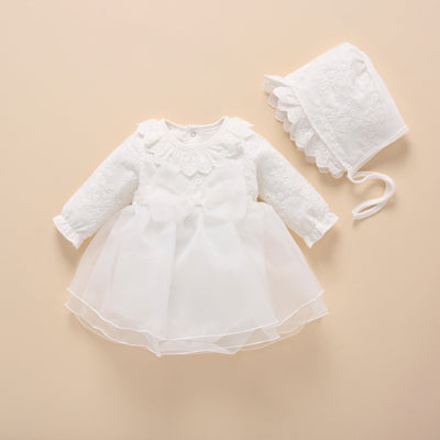 Baby Girls Pink Lace Dress Headband & Booties Set (Age 3M - 12M)