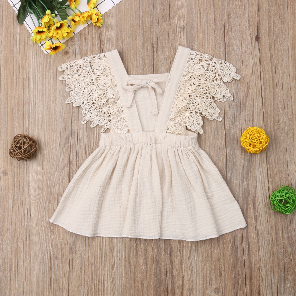 Baby Girls Crochet Sleeve Dress (Age Newborn - 24m)