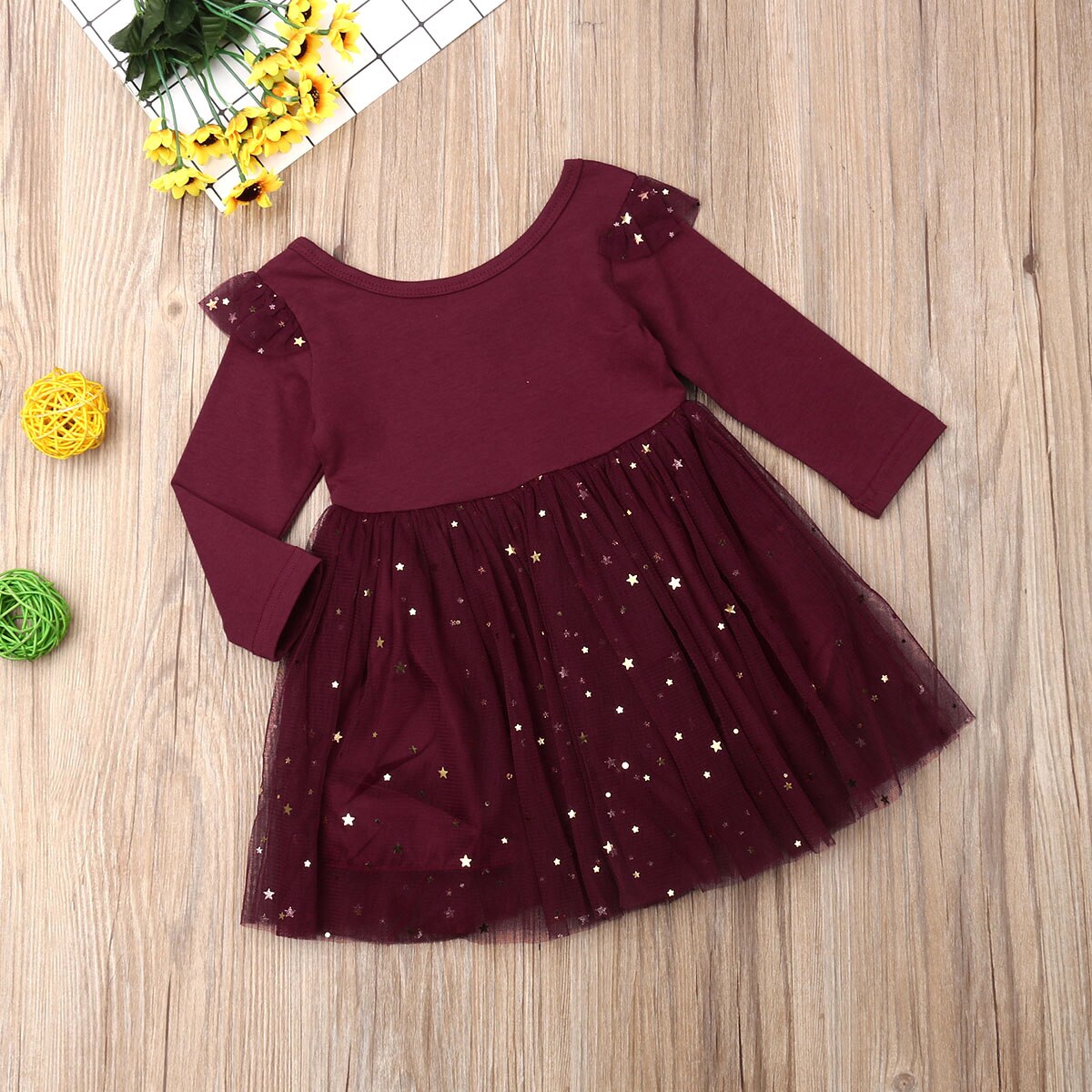 Girl Long Sleeve Sequin Tulle Dress (Age 12M-4YRS)