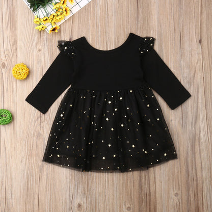 Girl Long Sleeve Sequin Tulle Dress (Age 12M-4YRS)