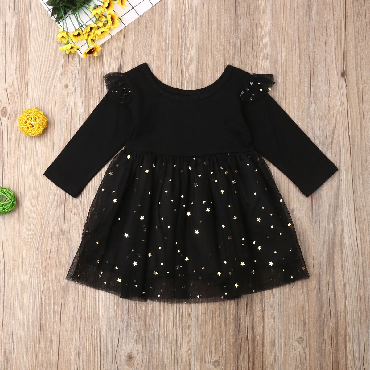 Girl Long Sleeve Sequin Tulle Dress (Age 12M-4YRS)