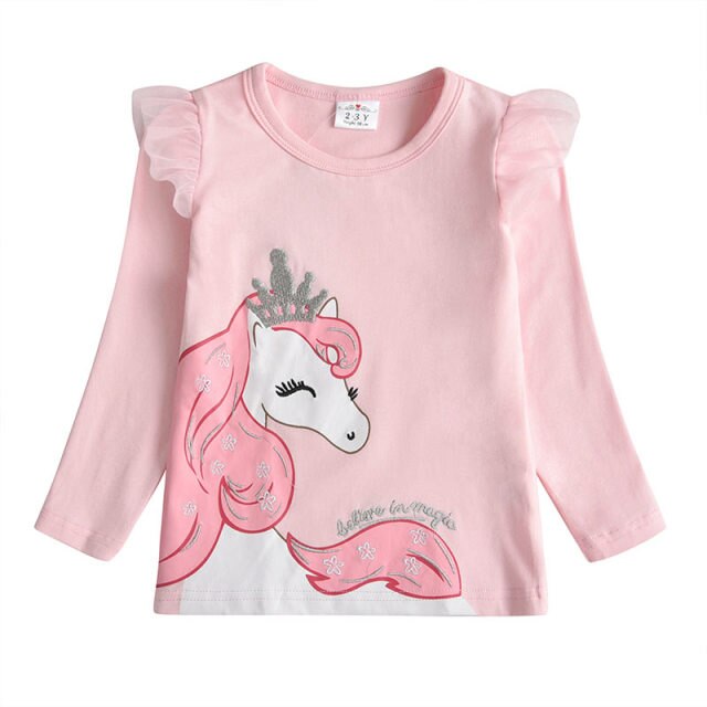 Girls Pink Unicorn Top (Age 24M-8Y)