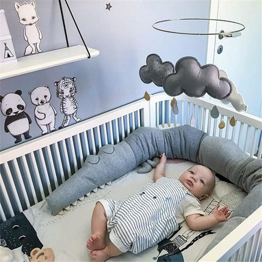 Grey Crocodile Crib & Cot Bumper - 185cm