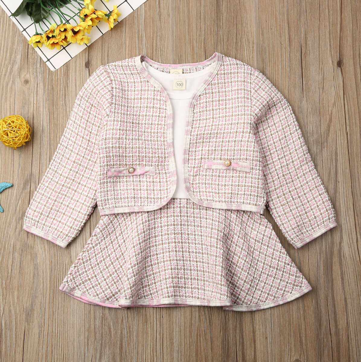 Baby Girl Plaid Jacket & Dress Set (Age 12M - 5 YRS)