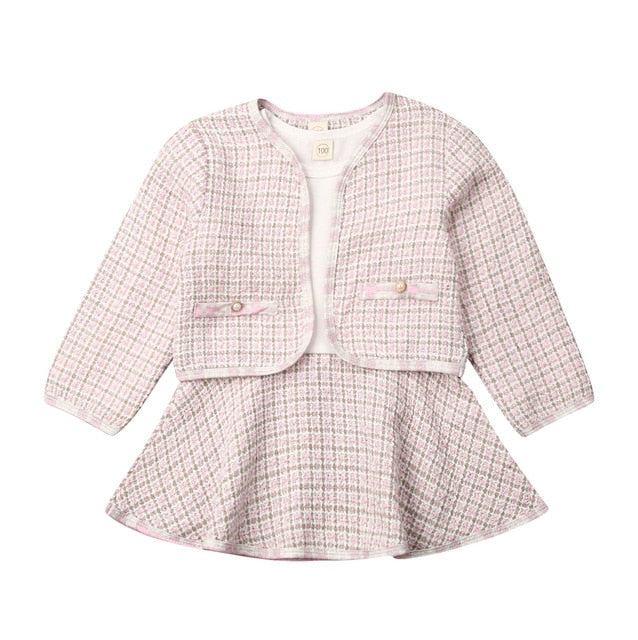 Baby Girl Plaid Jacket & Dress Set (Age 12M - 5 YRS) Pink