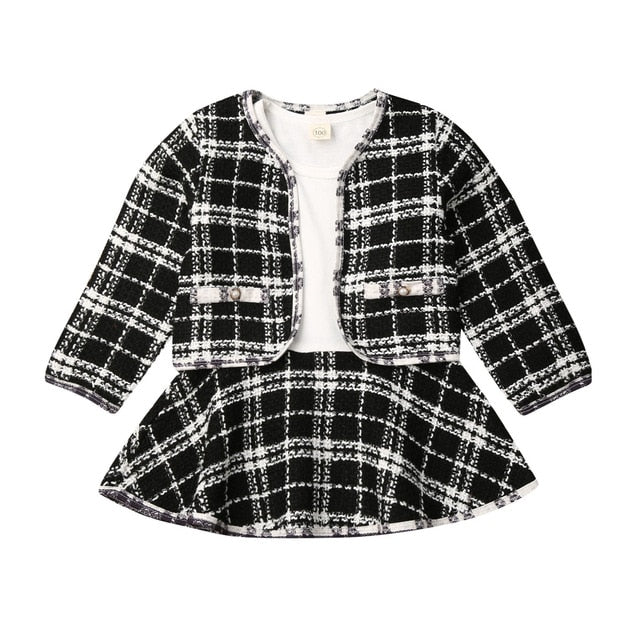 Baby Girl Plaid Jacket & Dress Set (Age 12M - 5 YRS) Black