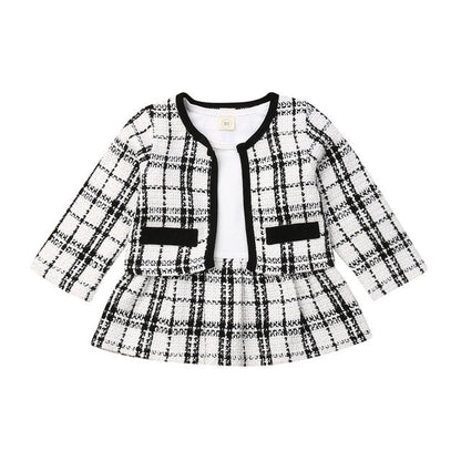 Baby Girl Plaid Jacket & Dress Set (Age 12M - 5 YRS) White