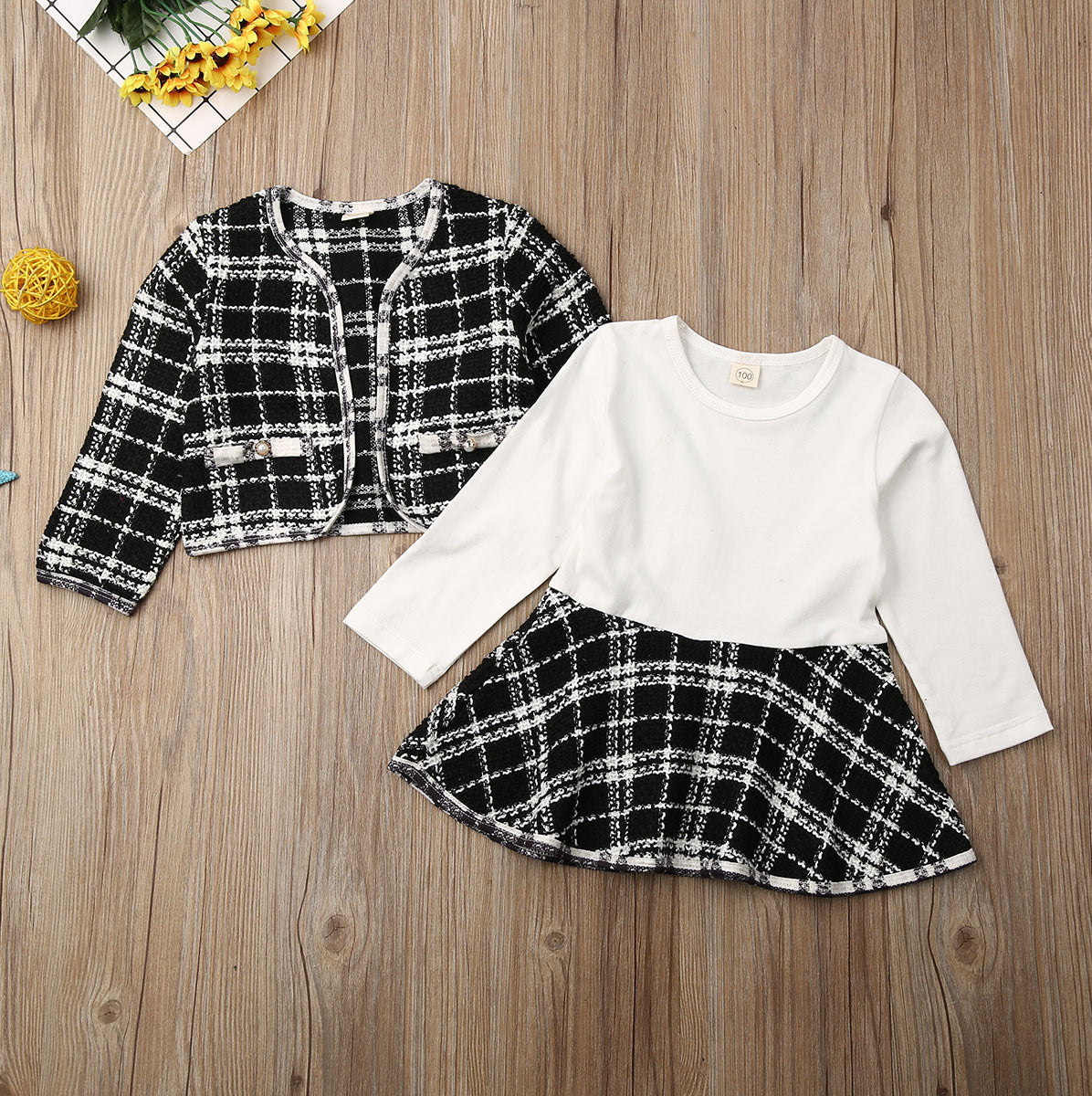 Baby Girl Plaid Jacket & Dress Set (Age 12M - 5 YRS)