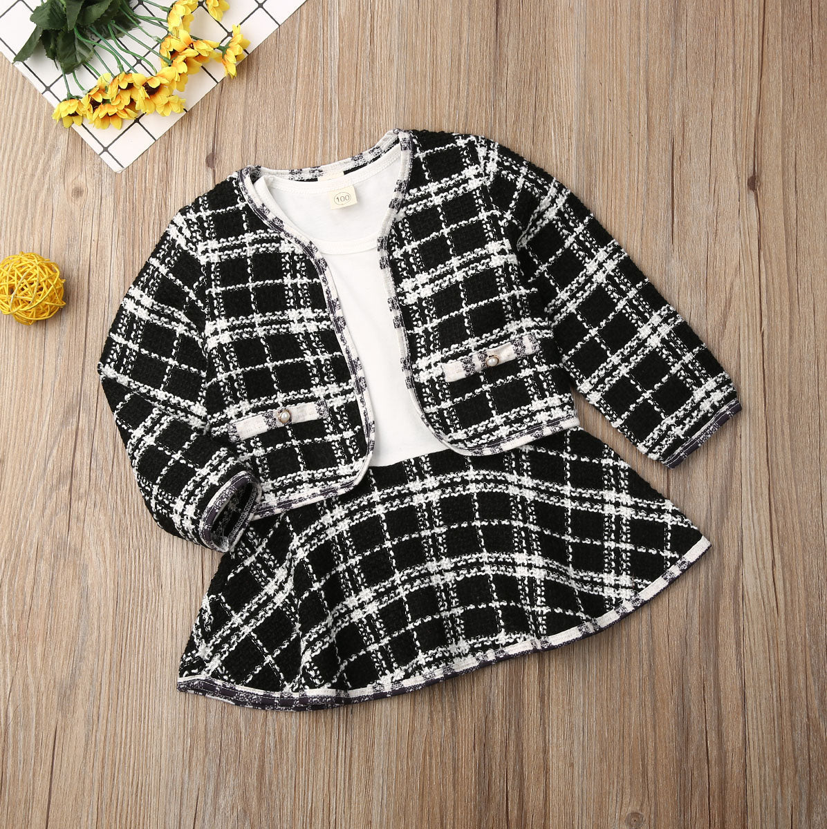 Baby Girl Plaid Jacket & Dress Set (Age 12M - 5 YRS)