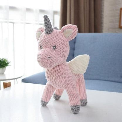 Baby Knitted Stuffed Animal Teddy Bear - 23cm Multi Unicorn