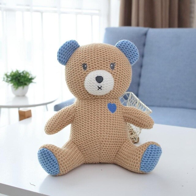 Baby Knitted Stuffed Animal Teddy Bear - 23cm Multi Bear