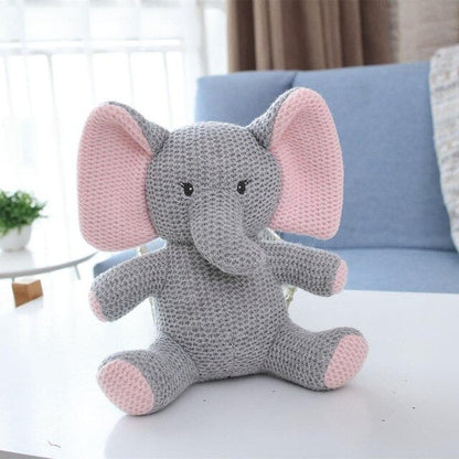 Baby Knitted Stuffed Animal Teddy Bear - 23cm Multi Elephant