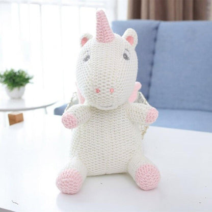 Baby Knitted Stuffed Animal Teddy Bear - 23cm Multi Sitting Unicorn