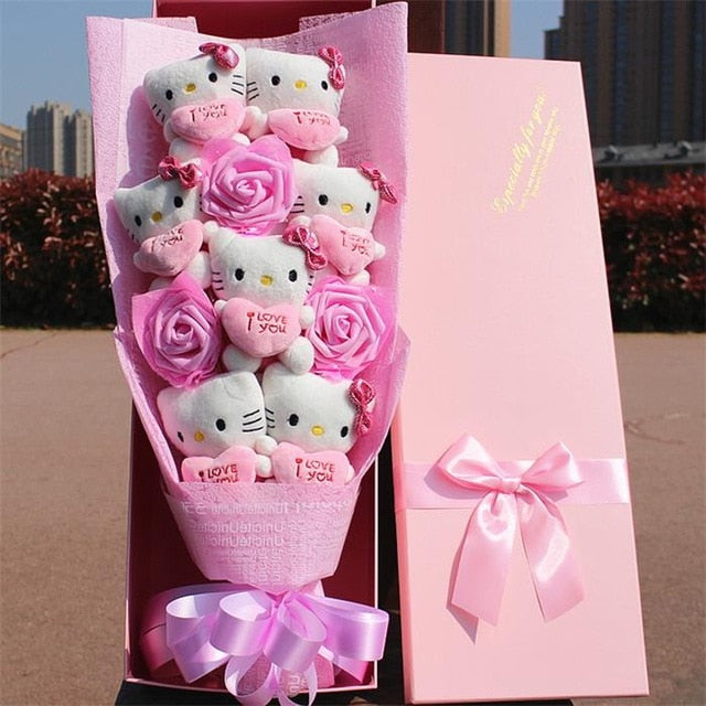 Miss Kitty Plush Toy Bouquet Gift Pink