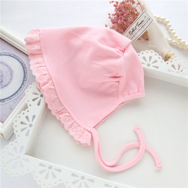 Baby Girls White Bonnet Hat Pink One size