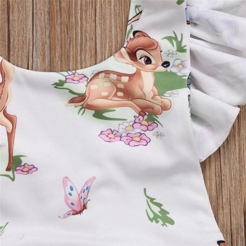 Baby Girls Deer Print Bodysuit Romper & Headband (Age Newborn - 12M)