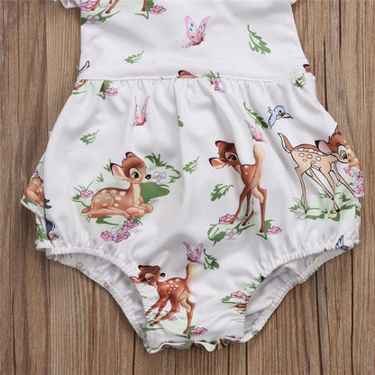 Baby Girls Deer Print Bodysuit Romper & Headband (Age Newborn - 12M)