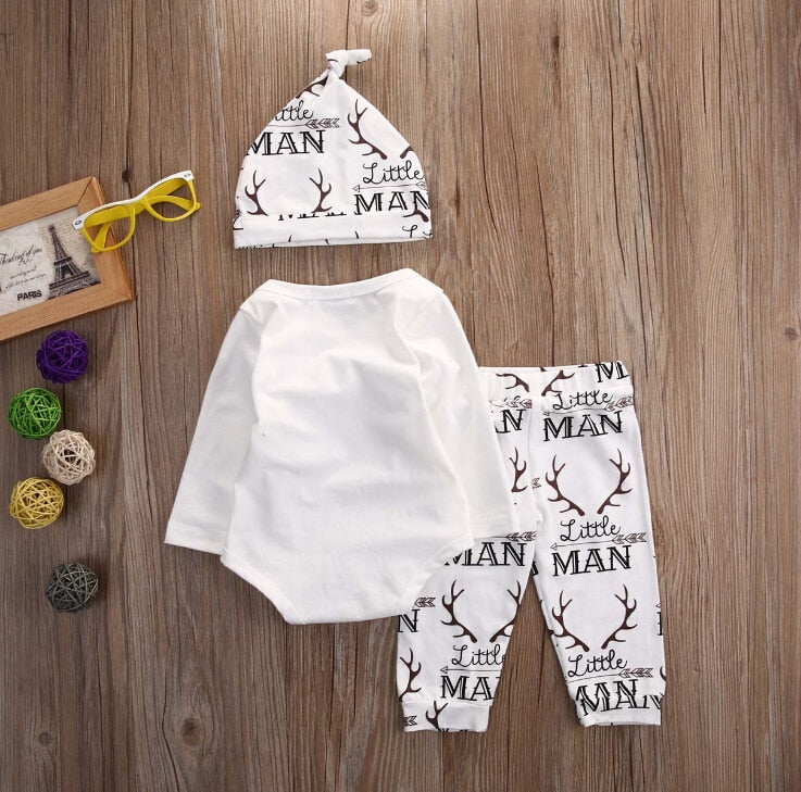 Baby Boys Newest Addition Bodysuit Trousers & Hat Set (Age 3M-24M)