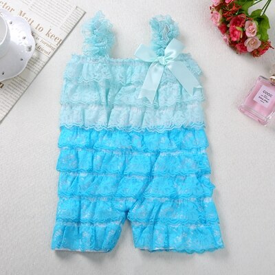 Baby Girls Lace Ruffle Romper (Age 3m-24m) Blue