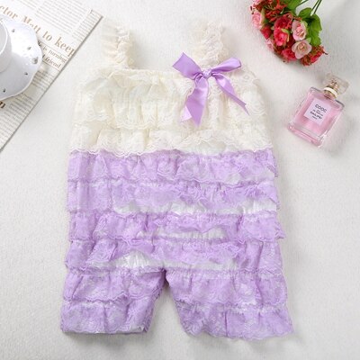 Baby Girls Lace Ruffle Romper (Age 3m-24m) Lavender