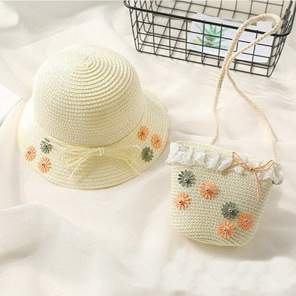 Baby Girls Summer Straw Hat & Handbag (Age 24M-7YRS) Yellow one size