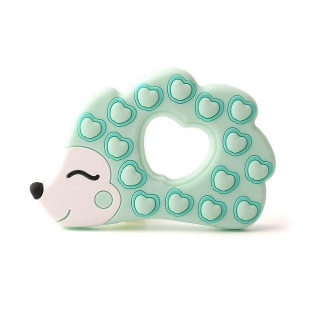 Baby Food Grade Silicone Animal Teething Toy Mint Hedgehog