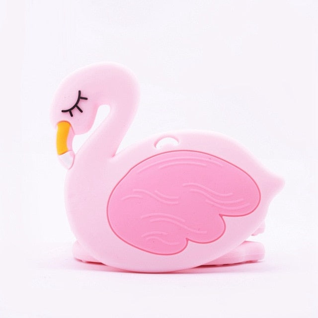 Baby Food Grade Silicone Animal Teething Toy Flamingo