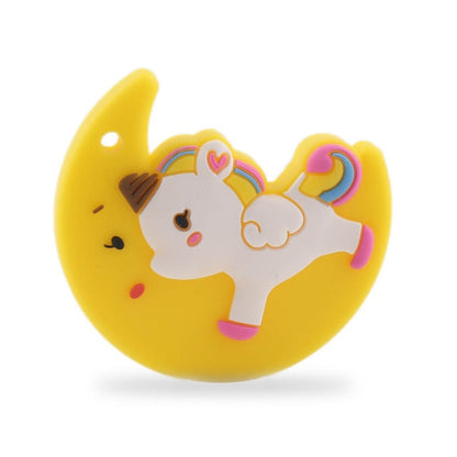 Baby Food Grade Silicone Animal Teething Toy Yellow Moon Unicorn