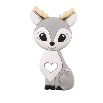 Baby Food Grade Silicone Animal Teething Toy Gray Elk