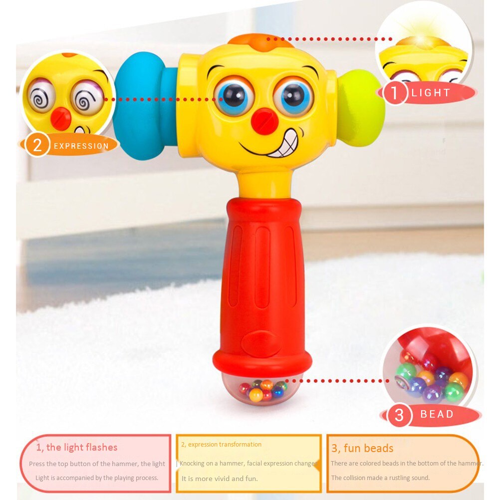 Funny Baby Hammer Rattle Music Lights Toy