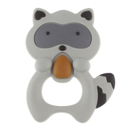 Baby Food Grade Silicone Animal Teething Toy Raccoon - Dim Gray