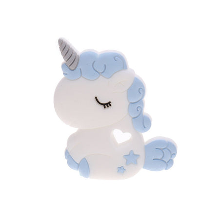 Baby Food Grade Silicone Animal Teething Toy Unicorn Pastel Blue