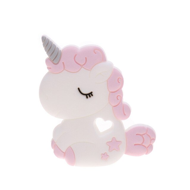 Baby Food Grade Silicone Animal Teething Toy Unicorn Quartz Pink