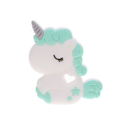 Baby Food Grade Silicone Animal Teething Toy Unicorn - Mint Green