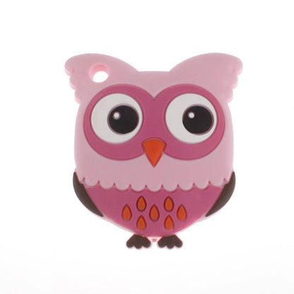 Baby Food Grade Silicone Animal Teething Toy Owl - Rouge Pink