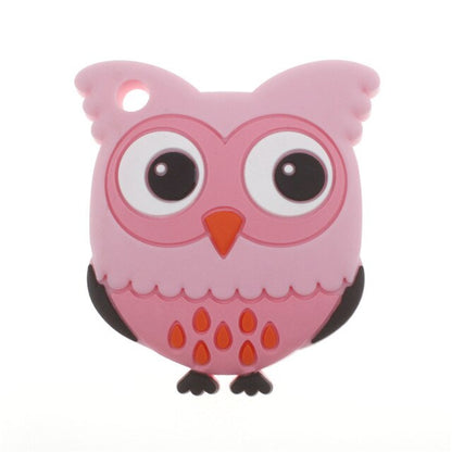 Baby Food Grade Silicone Animal Teething Toy Owl - Light Pink